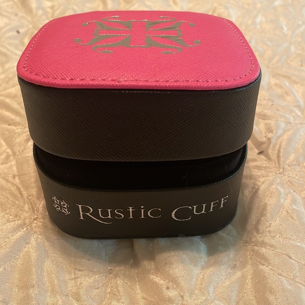 Two Rustic Cuff Bracelets With Box “Pink” - image 2